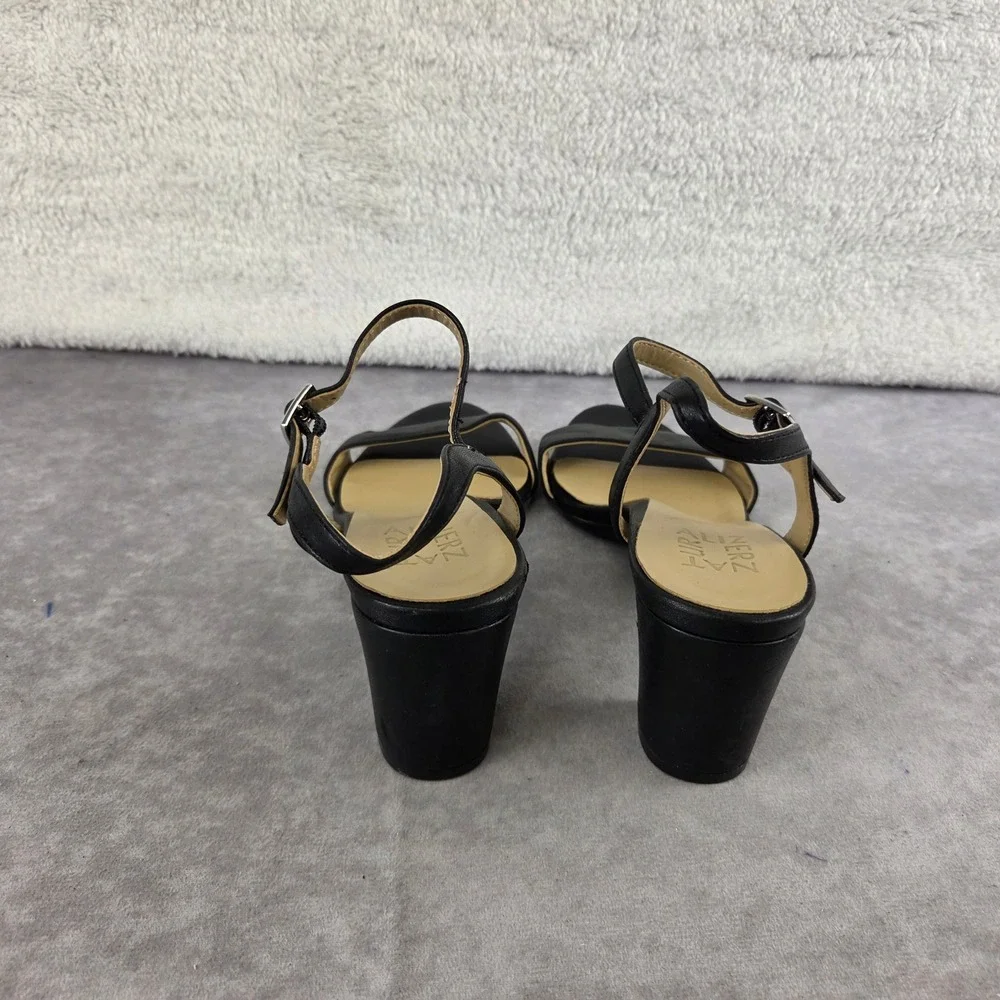Naturalizer Womens Black Block Heel Strappy Sandals Adjustable Ankle Strap 7M